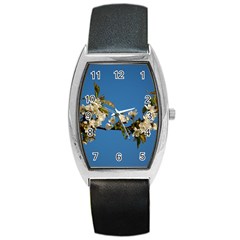 Cherry Blossom Tonneau Leather Watch