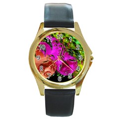 Tubules Round Metal Watch (gold Rim)  by Siebenhuehner