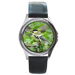 Songbird Round Metal Watch (silver Rim) by Siebenhuehner