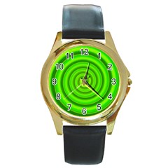 Modern Art Round Metal Watch (gold Rim) 