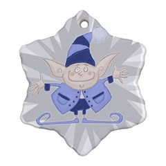 Blue Christmas Elf Snowflake Ornament