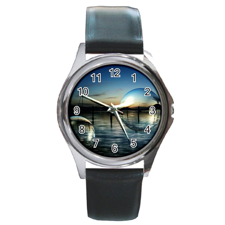 Magic Balls Round Metal Watch (Silver Rim)