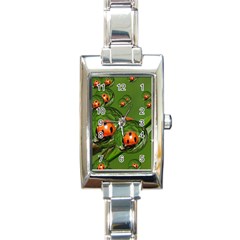 Ladybird Rectangular Italian Charm Watch by Siebenhuehner