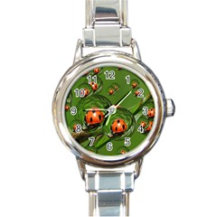 Ladybird Round Italian Charm Watch by Siebenhuehner