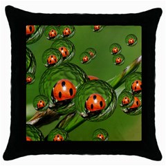 Ladybird Black Throw Pillow Case