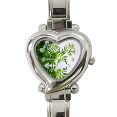 Leafs With Waterreflection Heart Italian Charm Watch  by Siebenhuehner