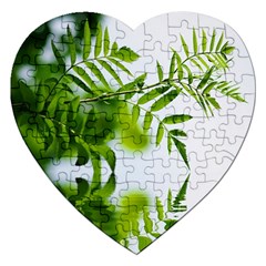 Leafs With Waterreflection Jigsaw Puzzle (heart) by Siebenhuehner