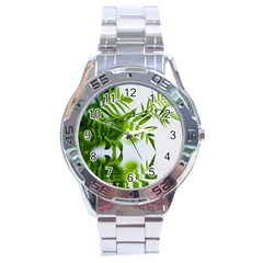 Leafs With Waterreflection Stainless Steel Watch (men s) by Siebenhuehner