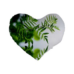 Leafs With Waterreflection 16  Premium Heart Shape Cushion 