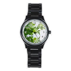 Leafs With Waterreflection Sport Metal Watch (black)