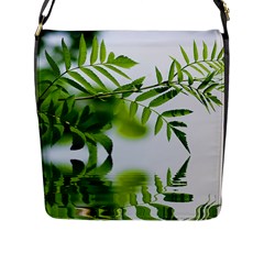 Leafs With Waterreflection Flap Closure Messenger Bag (large) by Siebenhuehner