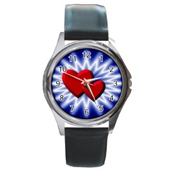 Love Round Metal Watch (silver Rim) by Siebenhuehner