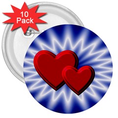 Love 3  Button (10 Pack)