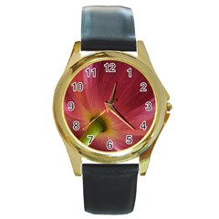 Poppy Round Metal Watch (gold Rim)  by Siebenhuehner