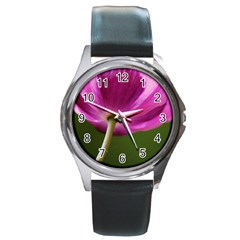 Poppy Round Metal Watch (silver Rim) by Siebenhuehner