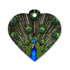 Peacock Dog Tag Heart (one Sided) 