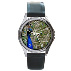 Peacock Round Metal Watch (silver Rim)