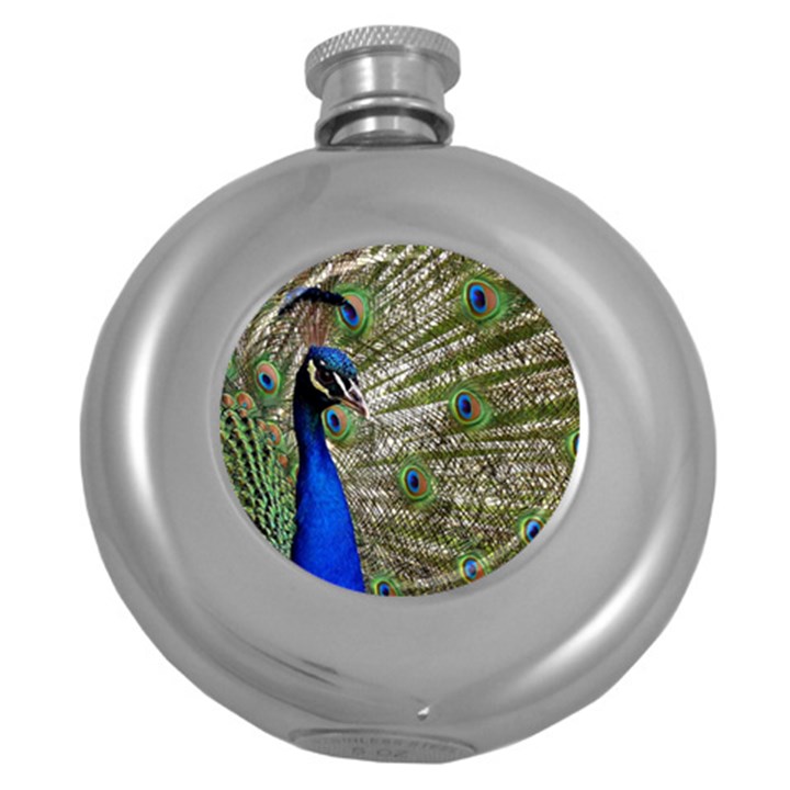 Peacock Hip Flask (Round)