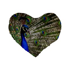 Peacock 16  Premium Heart Shape Cushion  by Siebenhuehner