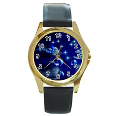 Sky Round Metal Watch (gold Rim) 