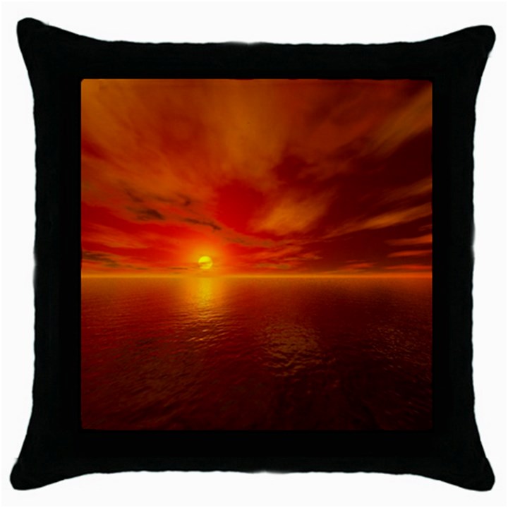 Sunset Black Throw Pillow Case