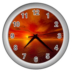 Sunset Wall Clock (silver) by Siebenhuehner