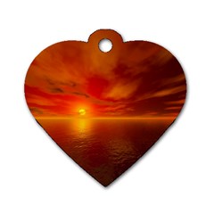 Sunset Dog Tag Heart (two Sided) by Siebenhuehner