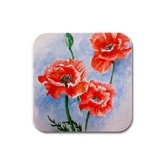 Poppies Drink Coasters 4 Pack (square) by ArtByThree