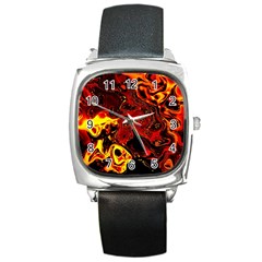 Fire Square Leather Watch by Siebenhuehner