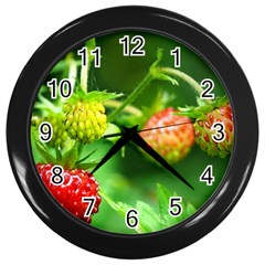 Strawberry  Wall Clock (black) by Siebenhuehner