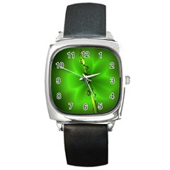 Waterdrops Square Leather Watch by Siebenhuehner