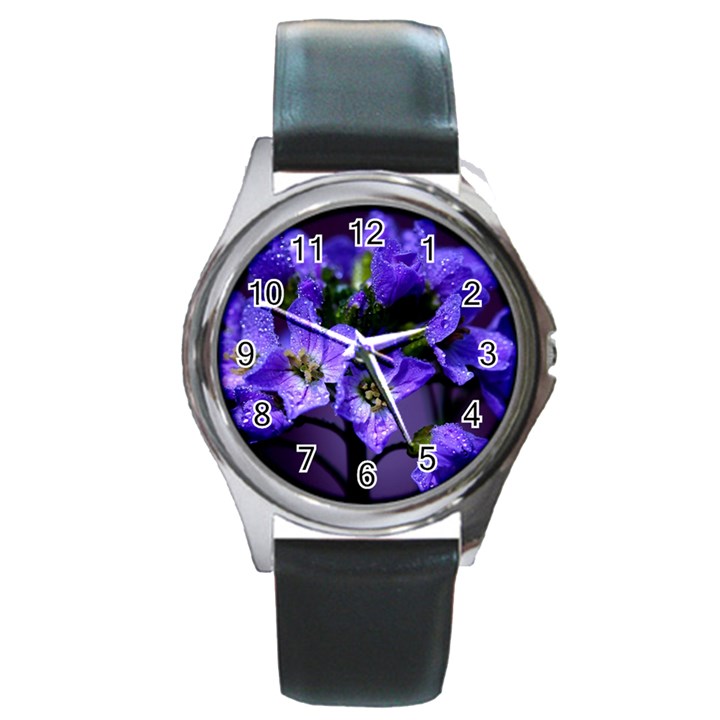 Cuckoo Flower Round Metal Watch (Silver Rim)