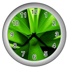 Yucca Palm  Wall Clock (silver) by Siebenhuehner