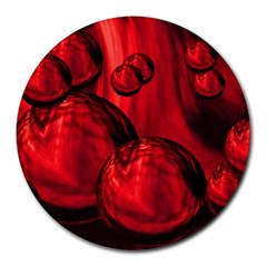 Red Bubbles 8  Mouse Pad (round) by Siebenhuehner