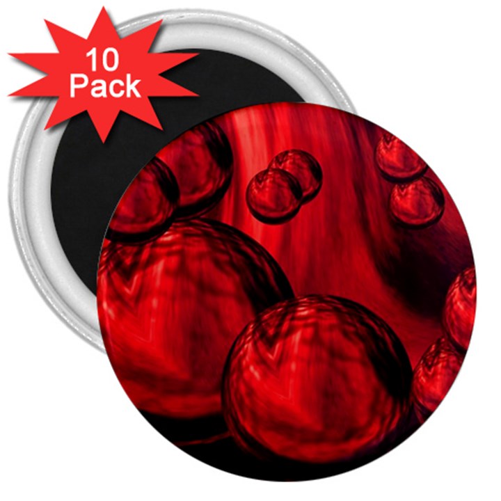 Red Bubbles 3  Button Magnet (10 pack)