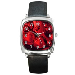 Red Bubbles Square Leather Watch by Siebenhuehner