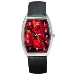 Red Bubbles Tonneau Leather Watch by Siebenhuehner