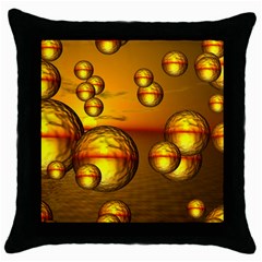 Sunset Bubbles Black Throw Pillow Case by Siebenhuehner