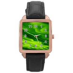 Green Rose Gold Leather Watch  by Siebenhuehner