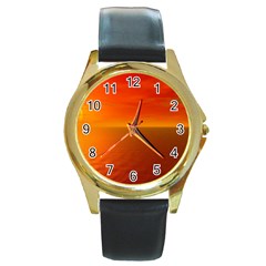 Sunset Round Metal Watch (gold Rim)  by Siebenhuehner