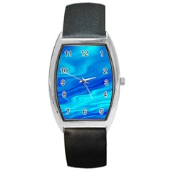 Blue Tonneau Leather Watch by Siebenhuehner