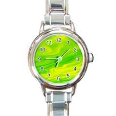 Green Round Italian Charm Watch by Siebenhuehner