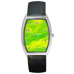 Green Tonneau Leather Watch by Siebenhuehner