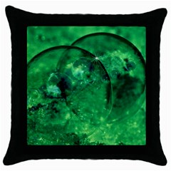 Green Bubbles Black Throw Pillow Case by Siebenhuehner