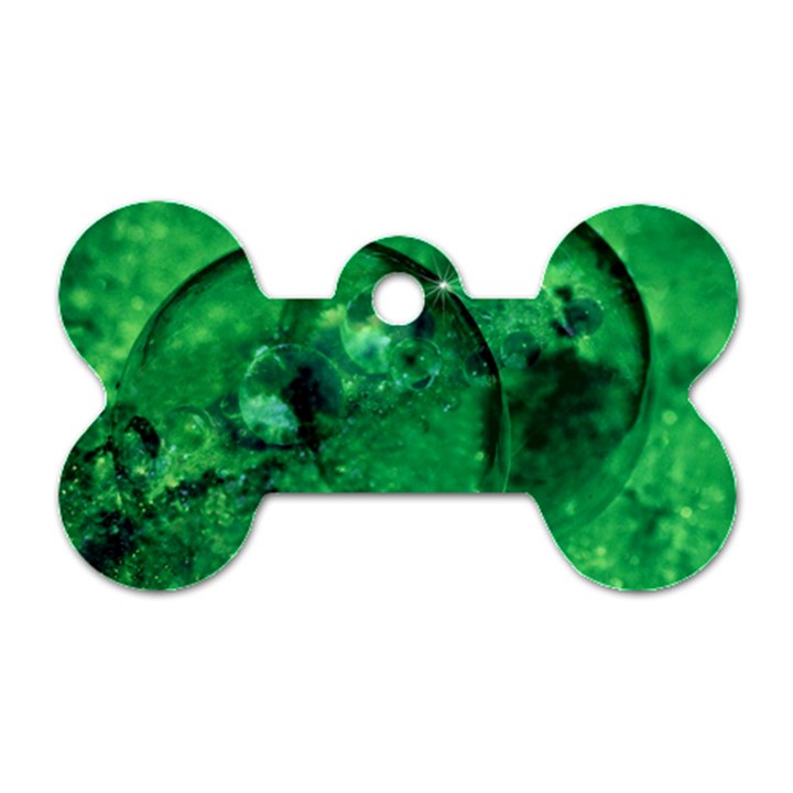 Green Bubbles Dog Tag Bone (One Sided)