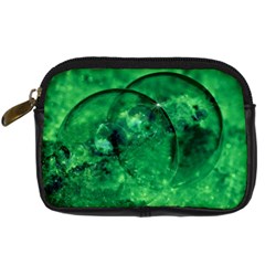 Green Bubbles Digital Camera Leather Case by Siebenhuehner