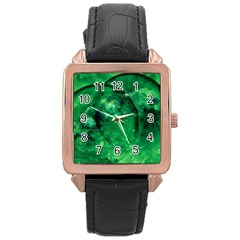 Green Bubbles Rose Gold Leather Watch  by Siebenhuehner