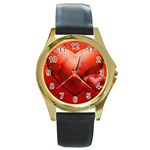 Love Round Metal Watch (Gold Rim)  Front