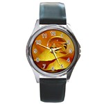 Drops Round Metal Watch (Silver Rim) Front