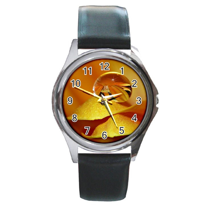 Drops Round Metal Watch (Silver Rim)